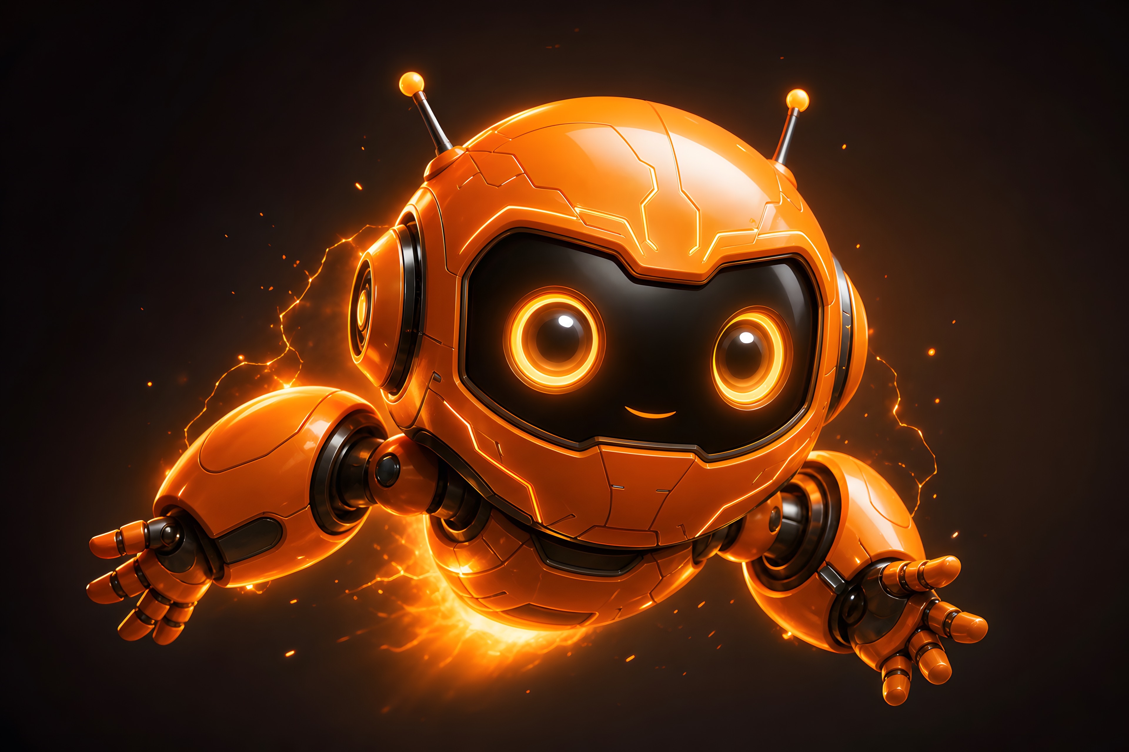 inskillClaude orange robot mascot, glowing, ready to build